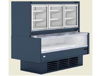 Vertical Glass Door Combi Freezer with Sliding Plexiglas 