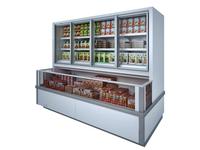 Vertical Glass Door Combi Freezer with Sliding Plexiglas