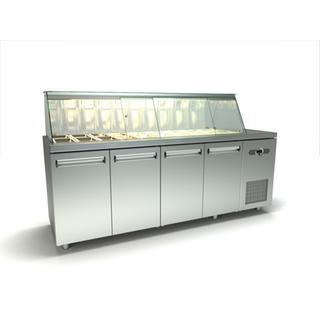 SALT REFRIGERATOR WITH 4 DOORS, 2 SERIES OF 1/4 MACHINE AND MACHINE - 225Χ70Χ126 cm