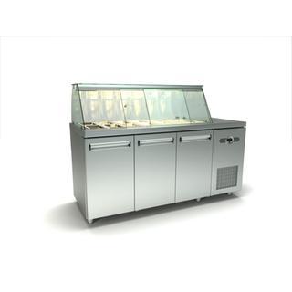 REFRIGERATOR SALADS WITH 3-DOOR, 1 SERIES BASIN AND 1/4 AND MACHINE - 	180Χ60Χ126 cm