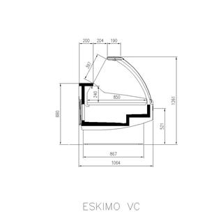 Βιτρίνα με Πομπέ Τζάμι χωρίς Ψυκτικό Μηχάνημα ESKIMO 937VC 3M1 (-1°C / +5°C) με ψυχόμενο αποθηκευτικό χώρο με πόρτες